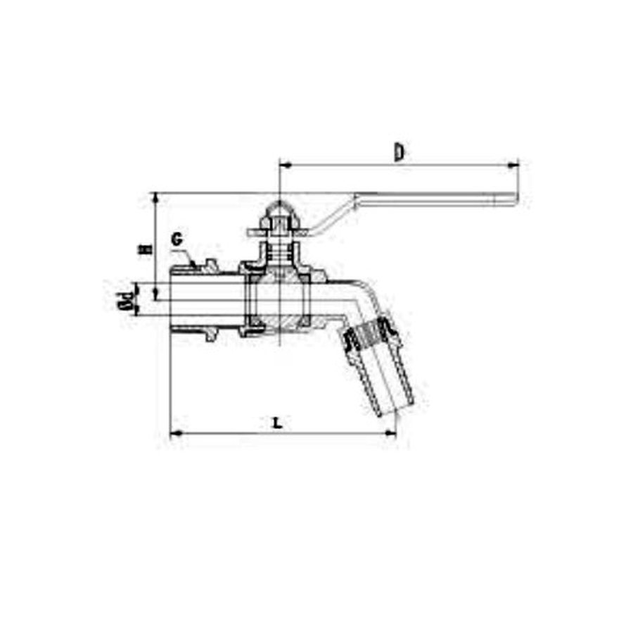 Brass Three Taps dimension drawing