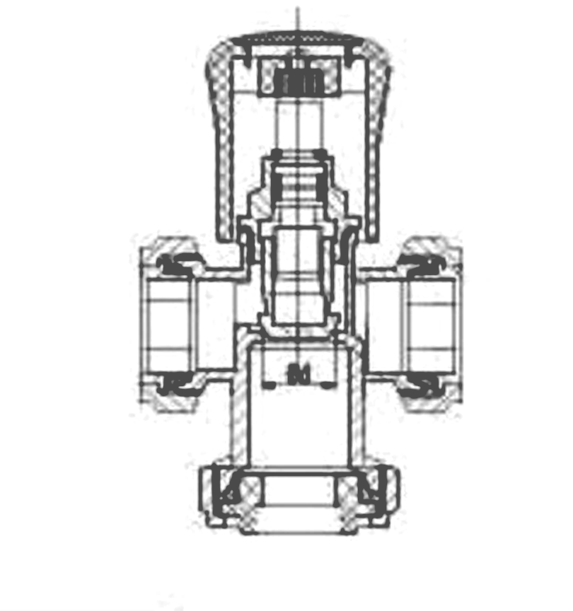 Brass Three-Way Aluminum-Plastic Manual Regulating Valve dimension drawing