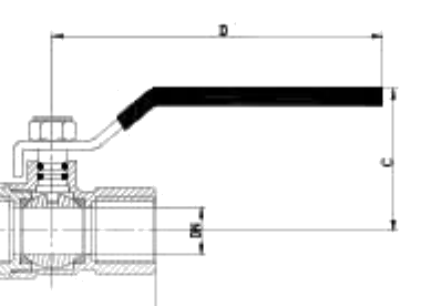 Extended Brass Ball Valve dimension drawing