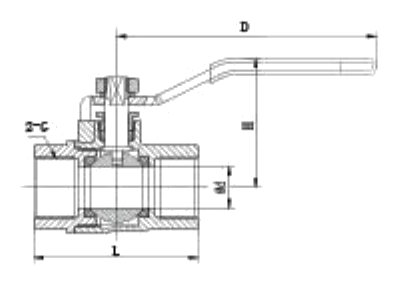 Heavy Duty Brass Ball Valve dimension drawing