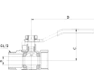 Large Inner and Outer Thread Long Handle Brass Ball Valve dimension drawing