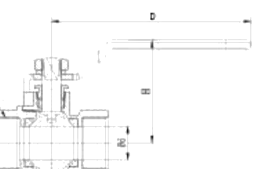 Large Long Handle Brass Ball Valve dimension drawing