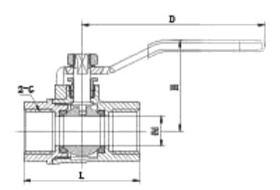 Lightweight Brass Ball Valve dimension drawing