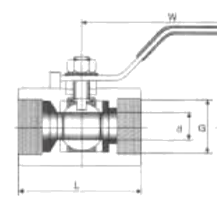 One Piece Brass Ball Valve dimension drawing