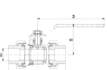 PP-R Medium Brass Ball Valve Double Union dimension drawing