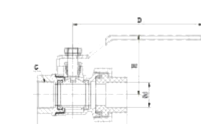 PP-R Medium Brass Ball Valve Inner Wire Single Union dimension drawing