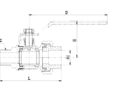 PP-R Medium Brass Ball Valve Outer Wire Single Union dimension drawing
