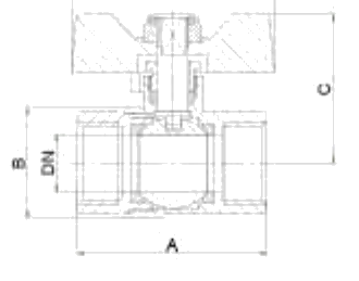 Small Butterfly Handle Electroplated Ball Valve dimension drawing