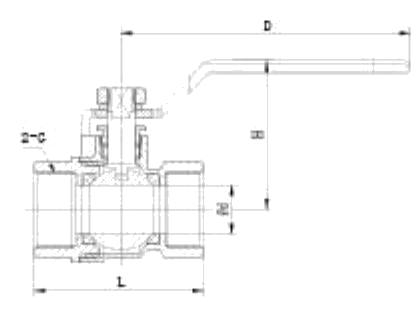 Small Long Handle Brass Ball Valve dimension drawing
